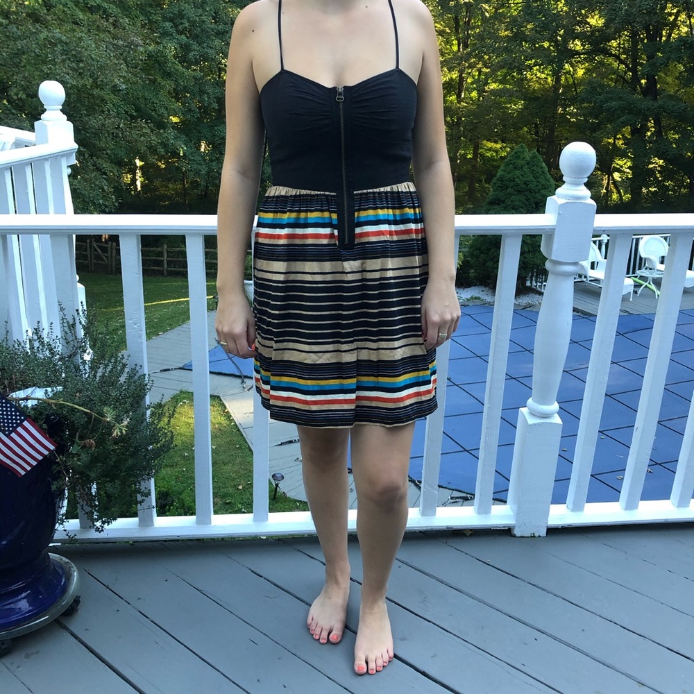 Front zipped, multi colored dress!